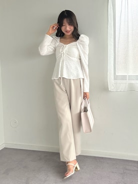 「MERCURYDUO（マーキュリーデュオ）のアイテム（Tシャツ/カットソー）」を使った、eriさん（レディース・158cm）の春コーディネート