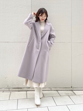 「アイテム（その他アウター、ピンク系）」を使った、eriさん（レディース・158cm）の冬コーディネート