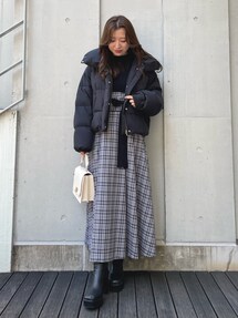 未使用級✨オブリ シャツドッキングギャザーワンピース ニット レイヤード グレー バイカラージャガードニットワンピース （ミニ丈・ひざ丈
