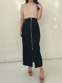 フロントZIPデニムナロースカート｜マーキュリーデュオ