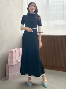 *11月末まで値下げ*マーキュリーデュオ　マリークヮント　コラボワンピース MARY QUANTコラボ】バックシャンデイジーストラップマーメイドニット