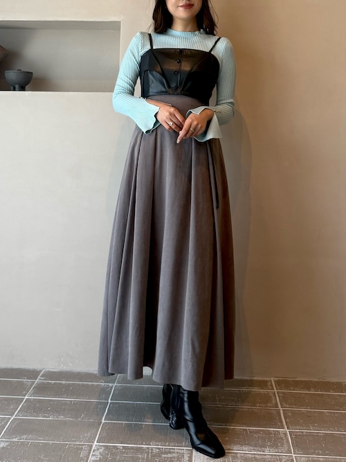 フェイクレザービスチェドッキングキャミワンピース（ワンピース