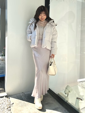 「MERCURYDUO（マーキュリーデュオ）のアイテム（ダウンジャケット/コート）」を使った、eriさん（レディース・158cm）の秋コーディネート