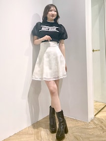 MARY QUANTコラボ　バックレースアップミニスカパン　マリクワ MARY QUANTコラボ】デイジーフロッキープリントバックレース