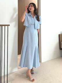 MERCURYDUOハーフスリーブツイードフィットジャケット MERCURYDUO コート アウター ハーフスリーブツイードフィット