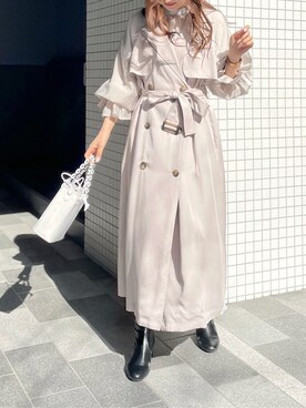 「アイテム（その他アウター、ピンク系）」を使った、eriさん（レディース・158cm）の冬コーディネート