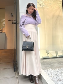 MERCURYDUO レースドッキングカシュクールミニシャギーニット パープル MERCURYDUO レースドッキングカシュクールミニシャギーニット