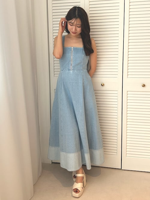 大人女性の セール】ヘムデザインデニムキャミワンピース（ワンピース ワンピース