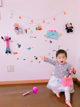 「H&M（エイチ・アンド・エム）のアイテム（ワンピース/ドレス）」を使った、☆cocco☆さん（キッズ・80cm）の秋コーディネート