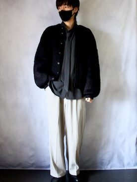 「ボウタイ」｜「アイテム（スラックス）」を使った、しんやさん（メンズ・172cm）の冬コーディネート