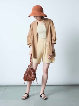 「リブタンクトップ」｜「アイテム（帽子）」を使った、shihoさん（レディース・164cm）の夏コーディネート