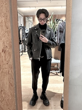 「秋冬コーデ」｜「アイテム（ライダースジャケット）」を使った、majaiiiiさん（メンズ・170cm）の冬コーディネート