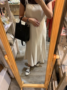 「アイテム（ジャンパースカート、ホワイト系）」を使った、homicoさん（レディース・158cm）の夏コーディネート
