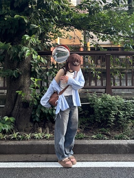 「thisisneverthat（ディスイズネバーザット）のアイテム（帽子）」を使った、omuraisu🥚さん（レディース・156cm）の夏コーディネート