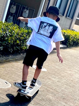 「DC（ディーシー）のアイテム（トップス）」を使った、なかもちさん（キッズ・120cm）の春コーディネート