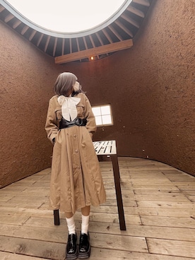 「Shoes in Closet（シューズインクローゼット）のアイテム（ローファー、ブラック系）」を使った、N’2000さん（レディース・158cm）の秋コーディネート