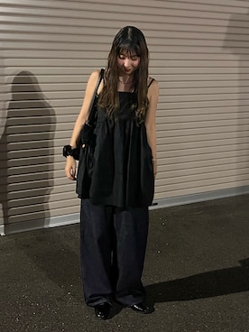 「黒」｜「アイテム（パンツ）」を使った、nayuさん（レディース・157cm）の秋コーディネート