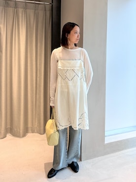 「URBAN RESEARCH DOORS（アーバンリサーチドアーズ）のCotton Embroidery Tunic（その他トップス、ホワイト系）」を使った、ハルさん（レディース・163cm）の夏コーディネート