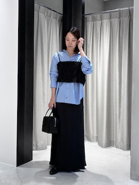 「かぐれ（カグレ）のカッティング刺繍キャミソール（キャミソール、ブラック系）」を使った、ハルさん（レディース・163cm）の秋コーディネート
