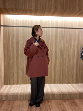 「アイテム（その他アウター、レッド系）」を使った、ハルさん（レディース・163cm）の冬コーディネート