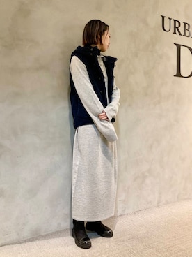 「GYMPHLEX（ジムフレックス）のGYMPHLEX　BOA HOODED VEST（その他アウター）」を使った、ハルさん（レディース・163cm）の秋コーディネート