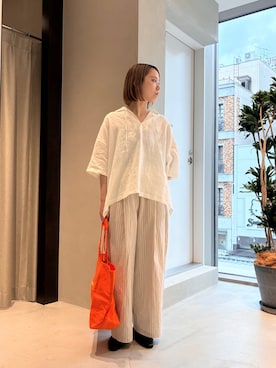 「アイテム（トートバッグ）」を使った、ハルさん（レディース・163cm・30代）の夏コーディネート