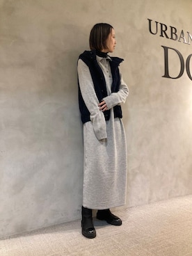 「GYMPHLEX（ジムフレックス）のGYMPHLEX　BOA HOODED VEST（その他アウター）」を使った、ハルさん（レディース・163cm）の秋コーディネート