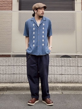 「アイテム（キャスケット）」を使った、TOMOZO さん（メンズ・170cm）の夏コーディネート
