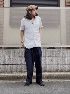 「アイテム（キャスケット、ベージュ系）」を使った、TOMOZO さん（メンズ・170cm）の夏コーディネート