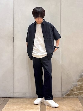 「GLOBAL WORK（グローバルワーク）のマイニチタキノウクルーTシャツ/636395（Tシャツ/カットソー、グレー系）」を使った、おばさん（メンズ）の夏コーディネート