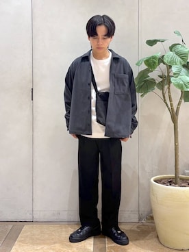 「アイテム（クラッチバッグ）」を使った、おばさん（メンズ・166cm）の秋コーディネート