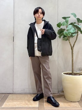 「アイテム（クラッチバッグ）」を使った、おばさん（メンズ・166cm）の秋コーディネート