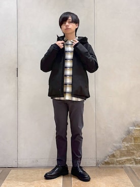 「撥水」｜「アイテム（ブルゾン）」を使った、おばさん（メンズ・166cm）の秋コーディネート