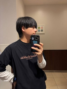 「GLOBAL WORK（グローバルワーク）のサラサラ快適DRYプリントTシャツ/636407（Tシャツ/カットソー、ブラック系）」を使った、おばさん（メンズ）の春コーディネート