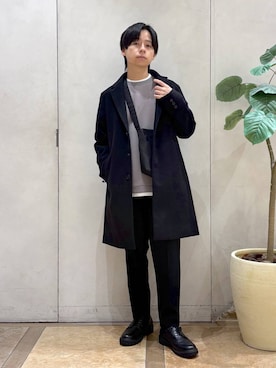 「アイテム（チェスターコート）」を使った、おばさん（メンズ・166cm）の冬コーディネート