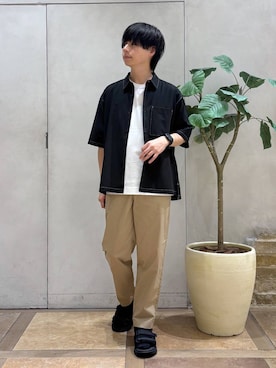 「テーパードパンツ」｜おばさん（メンズ・166cm）の春コーディネート