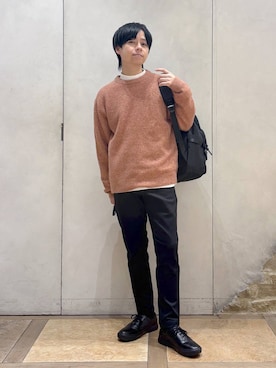 「アイテム（バックパック/リュック）」を使った、おばさん（メンズ・166cm）の冬コーディネート