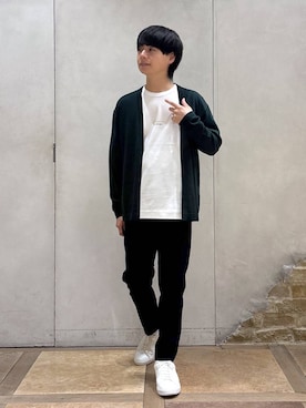 「GLOBAL WORK（グローバルワーク）のスゴラクストレッチスリムパンツ/601335（その他パンツ、ブルー系）」を使った、おばさん（メンズ）の夏コーディネート