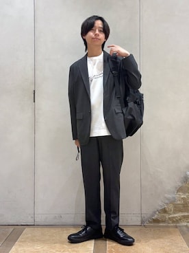 「GLOBAL WORK（グローバルワーク）の撥水スマらくバックパック/131837（バックパック/リュック、ブラック系）」を使った、おばさん（メンズ）の春コーディネート