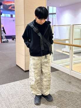 「GLOBAL WORK（グローバルワーク）のサラサラ快適DRYポケットTシャツ/636404（Tシャツ/カットソー、ブラック系）」を使った、おばさん（メンズ）の春コーディネート