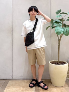 「GLOBAL WORK（グローバルワーク）の撥水ライト5ポケミニショルダー/252341（ショルダーバッグ）」を使った、おばさん（メンズ・166cm）の夏コーディネート