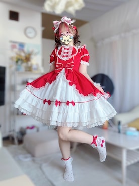 「アイテム（カチューシャ、レッド系）」を使った、花園ありす💐さん（レディース・162cm）の秋コーディネート