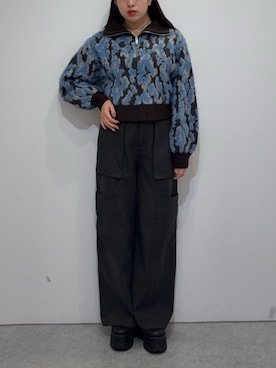 「MURUA（ムルーア）のアイテム（カーゴパンツ）」を使った、Harunaさん（レディース・162cm）の秋コーディネート