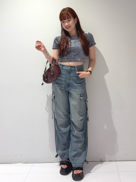 「アイテム（バッグ、レッド系）」を使った、Harunaさん（レディース・162cm）の夏コーディネート