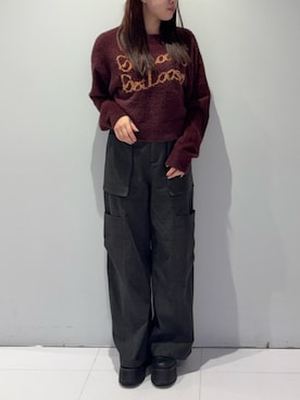 「アイテム（カーゴパンツ、グレー系）」を使った、Harunaさん（レディース・162cm）の秋コーディネート