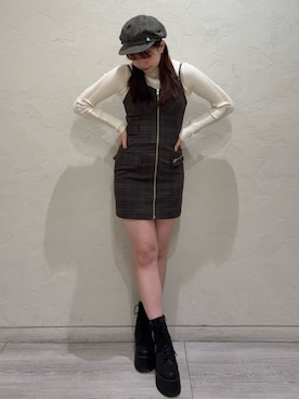「アイテム（キャスケット）」を使った、Harunaさん（レディース・162cm）の秋コーディネート