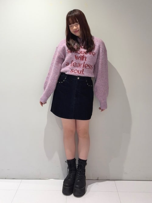 セール】【セットアップ対応】フロッキーデニムミニスカート（スカート