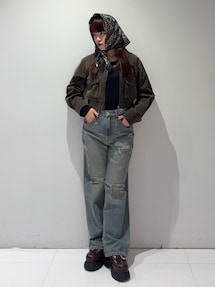 フェイクレザーショートフライトジャケット【セットアップ着用可