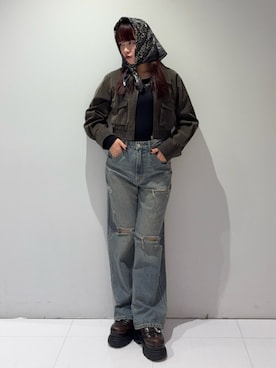 「MURUA（ムルーア）のアイテム（ブルゾン）」を使った、Harunaさん（レディース・162cm）の秋コーディネート