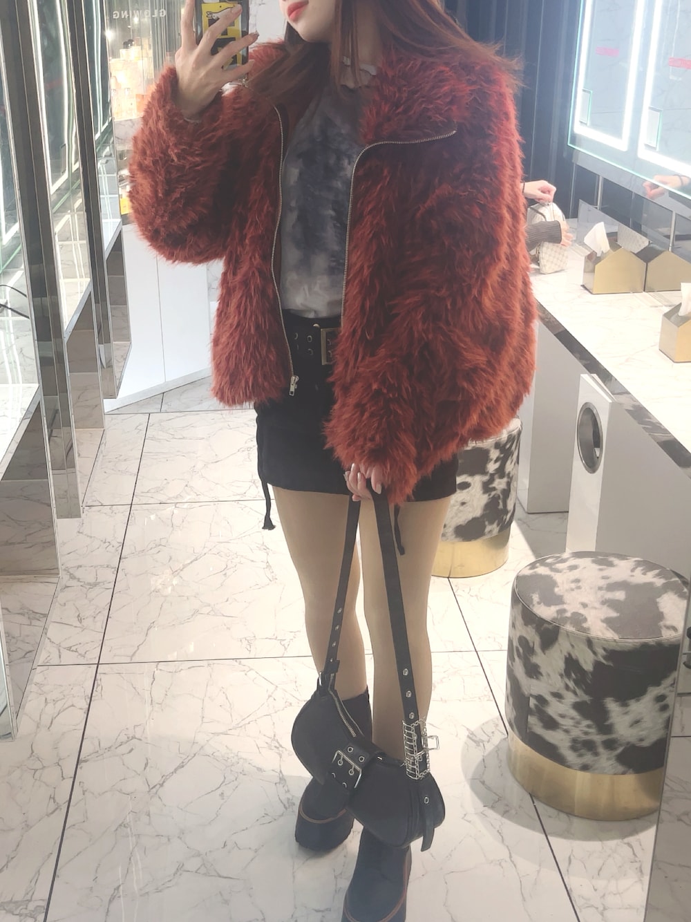 「クラブ」｜「GUのアイテム（バッグ、ブラック系）」を使った、mkk814さん（骨格ウェーブ・レディース・153cm）の冬コーディネートの1枚目の写真
